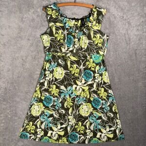 Vntg‎ Axcess Babydoll Floral Empire Waist Sleeveless Dress XL Brown Fairy Grunge